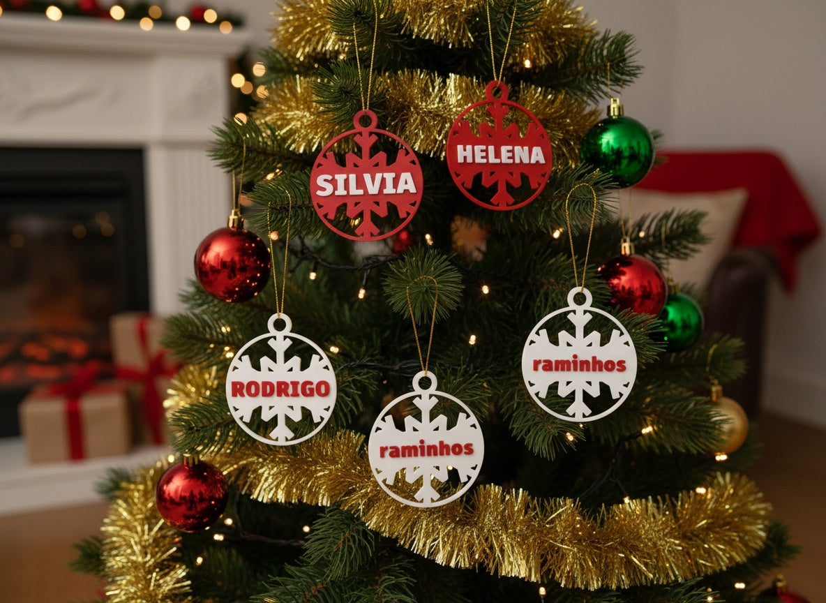 5 Argolas de Enfeite para Árvore de Natal Personalizáveis em 3D